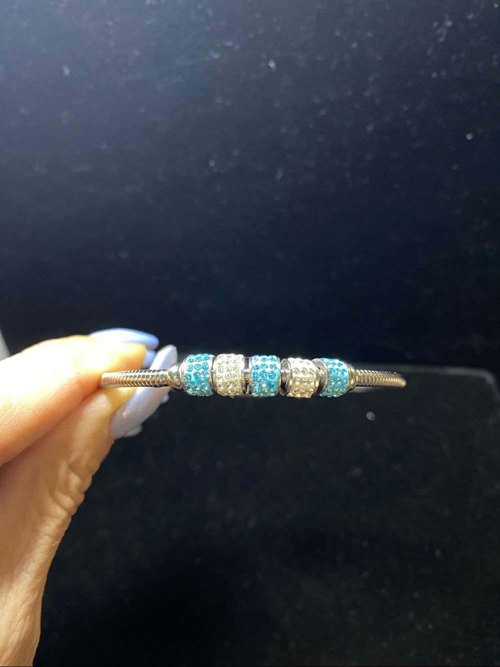 Fifth Ave Swarovski Crystal Blue Aurora Borealis Bangle Magnetic Bracelet